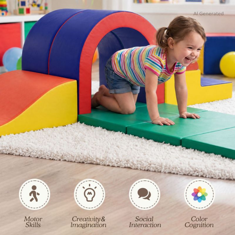 10-Piece Climb and Crawl Activity Play Set, Soft Foam Block for Climbing, Crawling and Sliding
