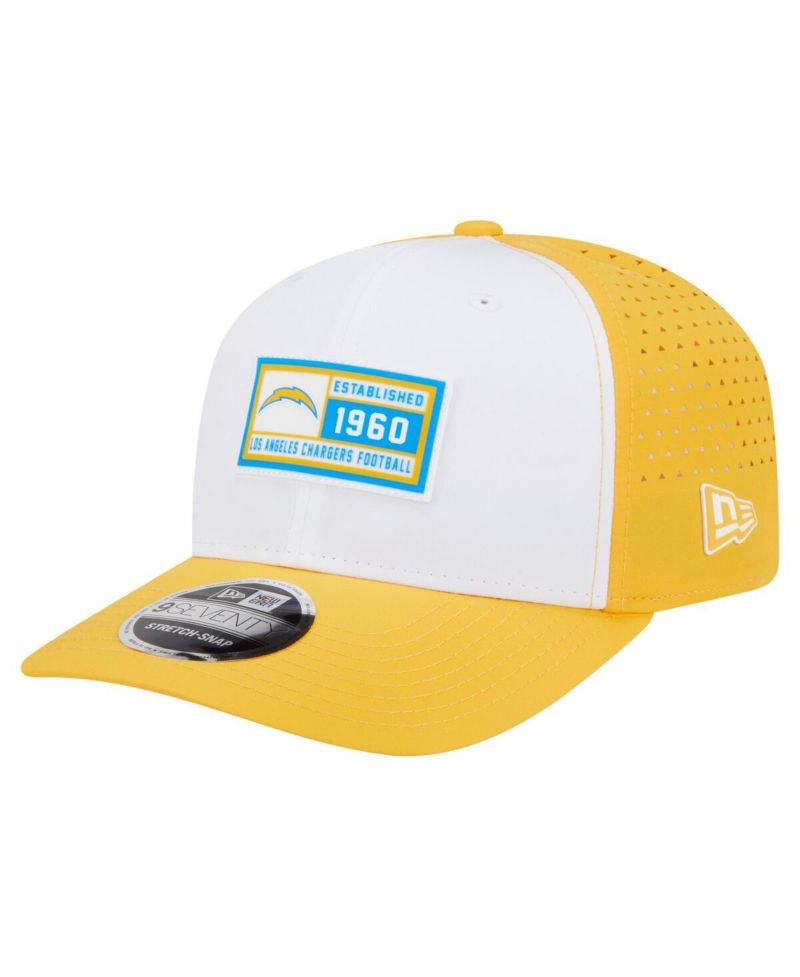 Men's White/Yellow Los Angeles Chargers Established Patch 9SEVENTY Adjustable Hat