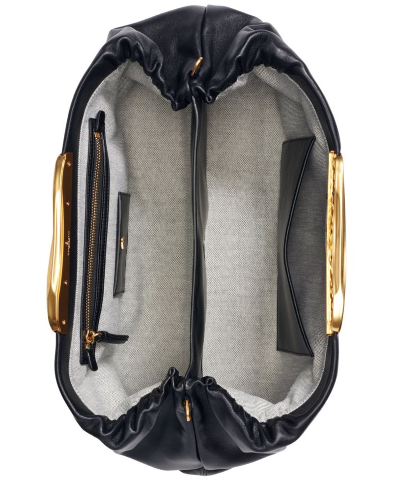 Poplin Extra-Large Leather Clutch Handbag