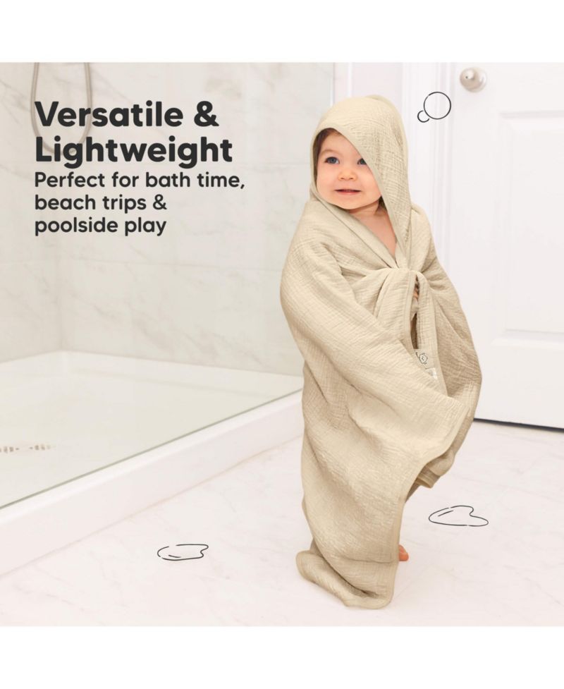 2pk Lyra Muslin Baby Towels with Hoods for Girl, Boy, Soft, Absorbent, Cotton Hooded Baby Bath Towels