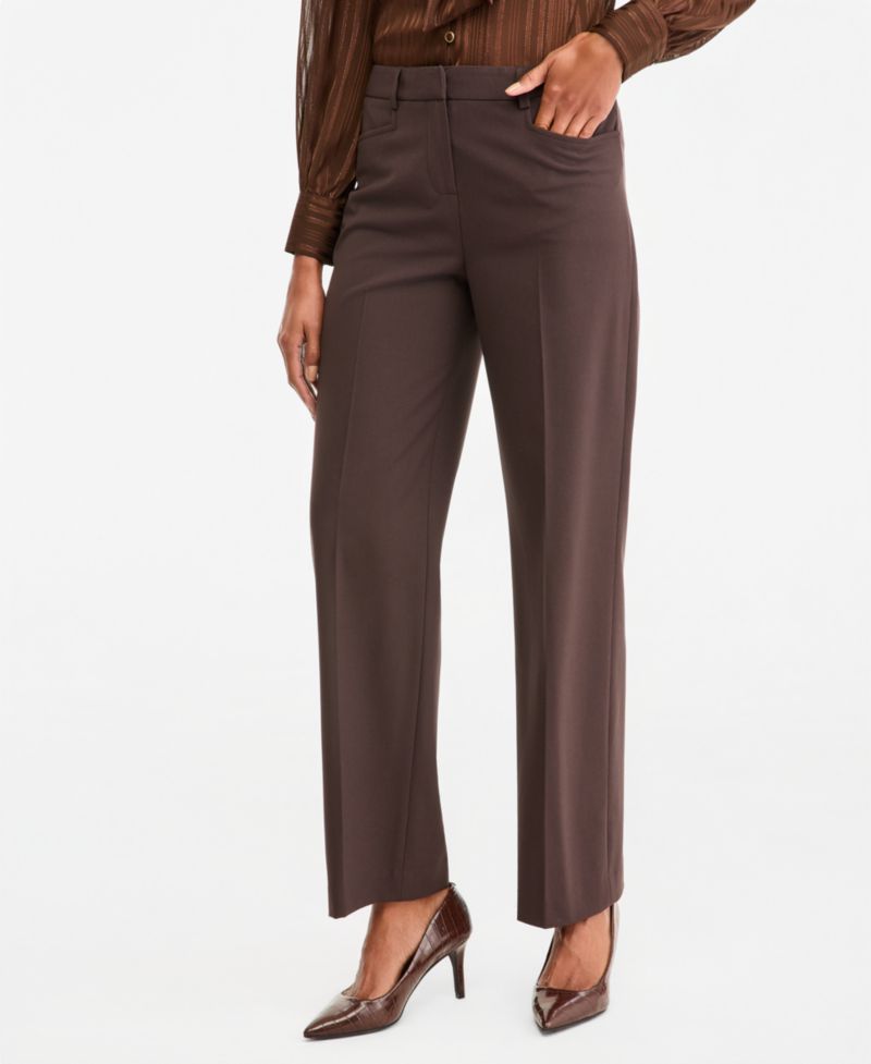 Women's Bird Eye Mid-Rise Flare-Leg Pants