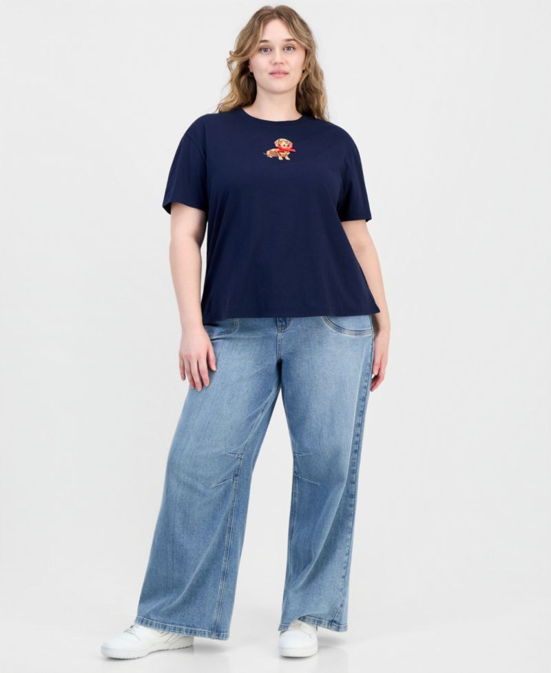 Trendy Plus Size Dachshund Bow Graphic T-Shirt