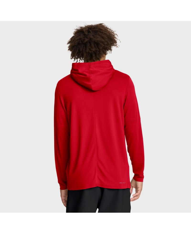 Men's Red Georgia Bulldogs 2025 Sideline Performance Long Sleeve Hoodie T-Shirt