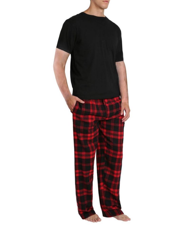 Men's Short Sleeve Flannel Pajama Set