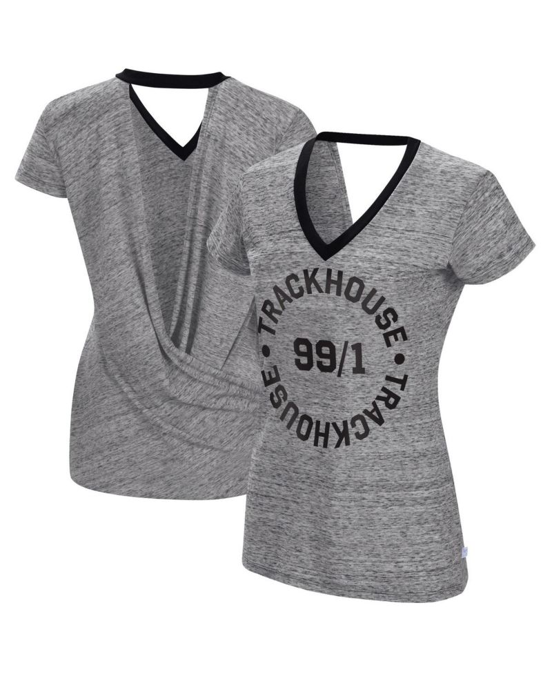 Women's Heather Black TRACKHOUSE RACING Halftime Back Wrap T-shirt