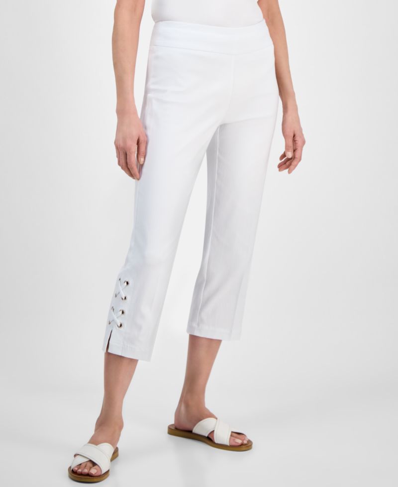 Petite Side-Lace-Up Capri Pants