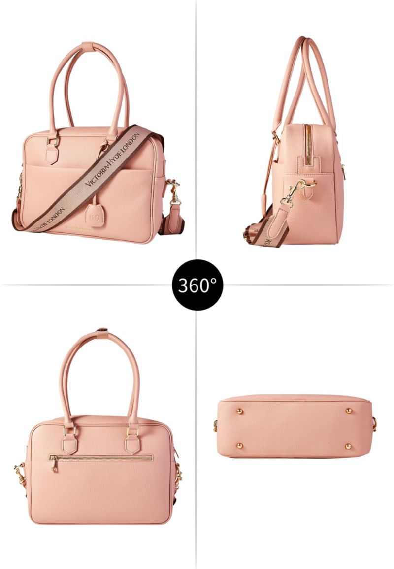 Margaret L Handbag Laptop Bag Pebbled Microfiber Leather Victoria Hyde