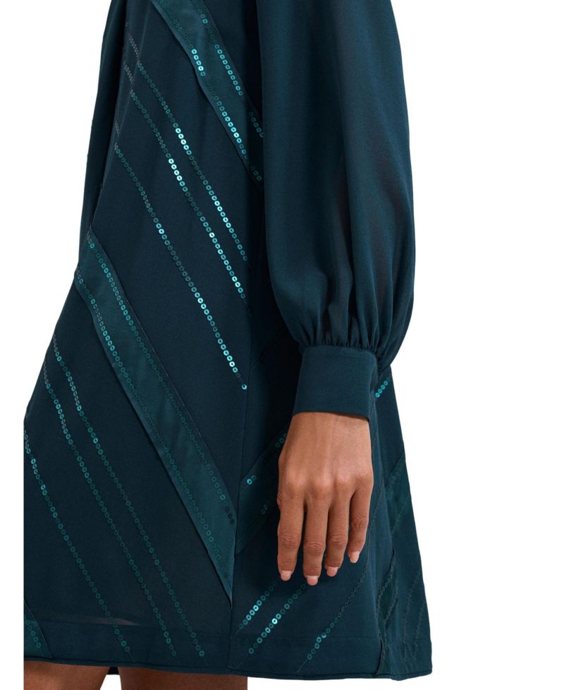 Women's Sonali Satin Embellished Long-Sleeve Dress