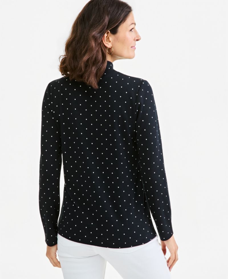 Women's Printed Mock-Neck Long-Sleeve Tee