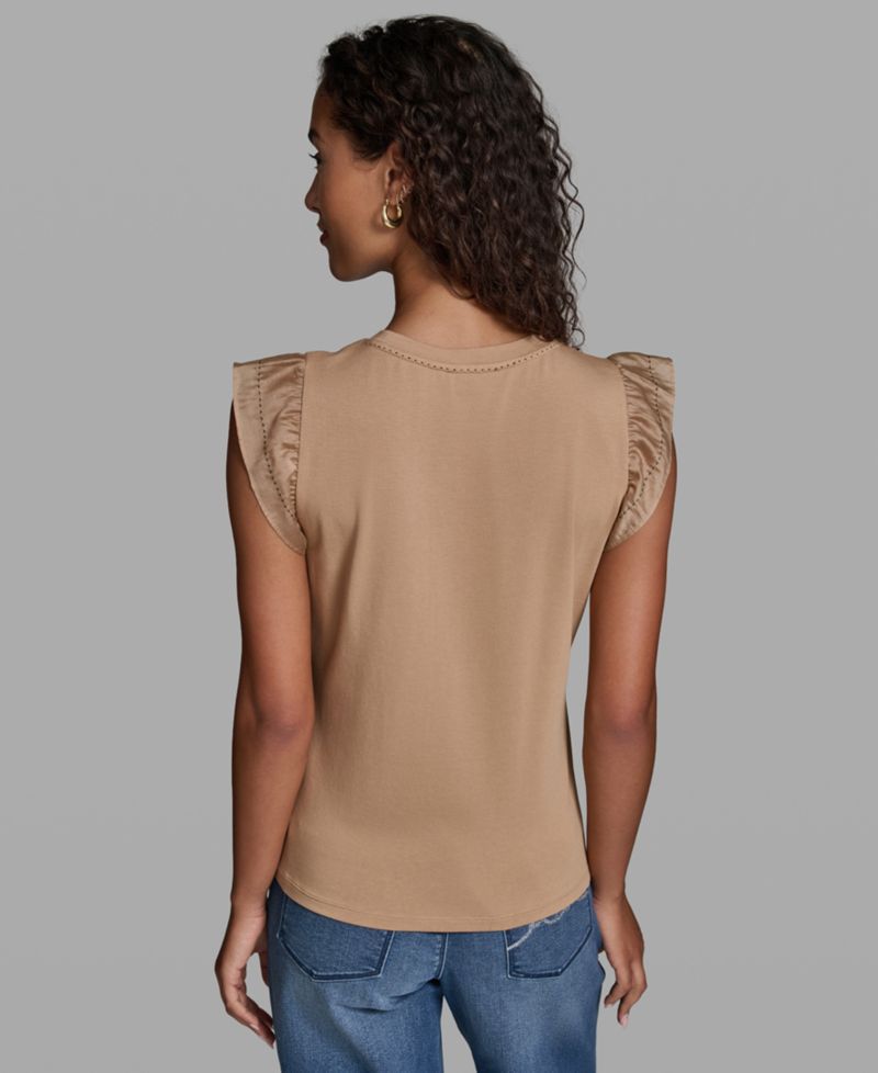 Women's Sleeveless Ruffle Knit Top