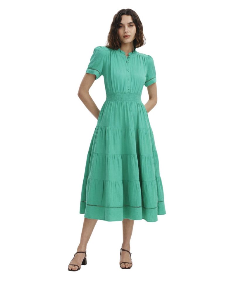 Women's Natalia Short-Sleeve Tiered Midi Dress