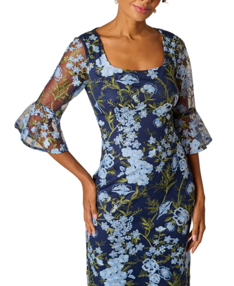 Women's Floral Embroidered Scoop Neck Dress