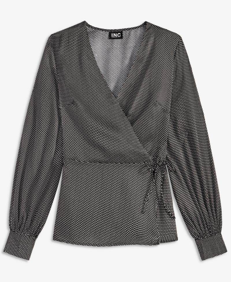 Women's Long Sleeve Printed Wrap Top