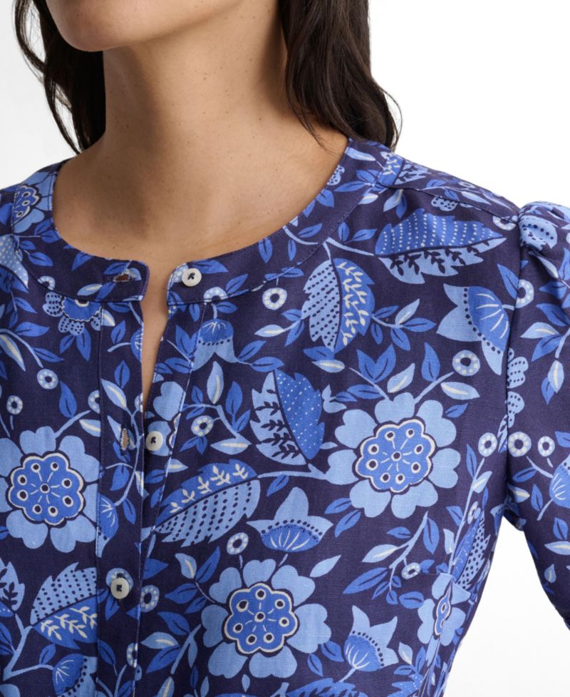 Women's Linen Blend Floral Lena Shirt Dress