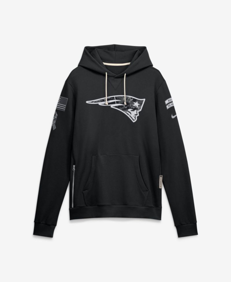 Men's Black New England Patriots 2026 Salute to Service Sideline Pullover Hoodie