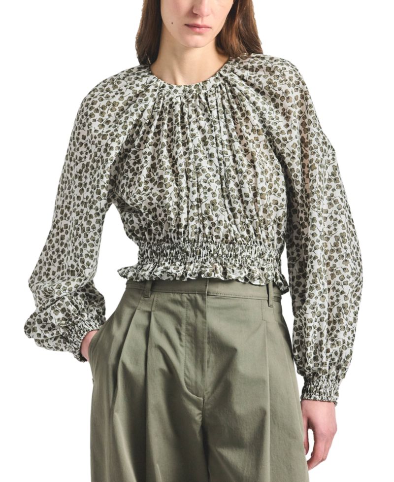 Women's Charlee Mini Clover Print Gathered Blouse