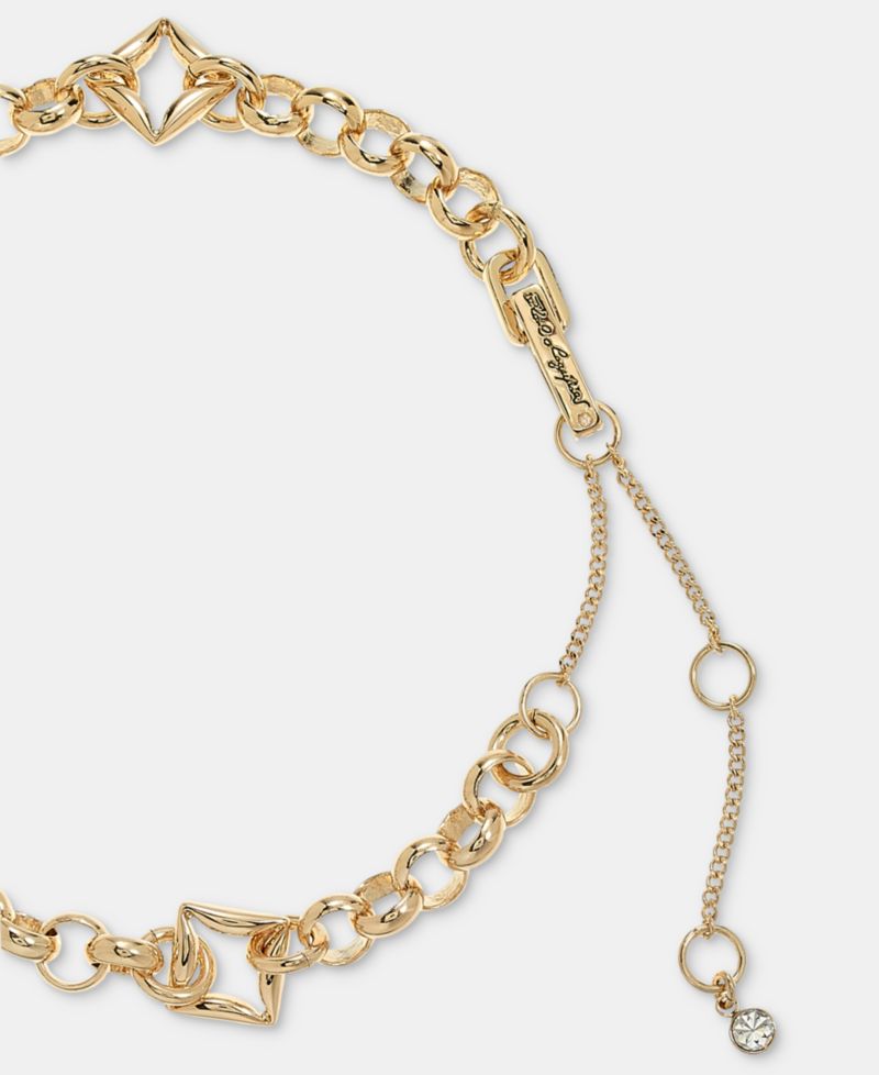 Puffy Geometric Link Collar Necklace, 16" + 3" extender