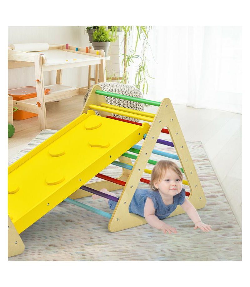 3 in 1 Wooden Set of 2 Triangle Climber with Ramp for Slid