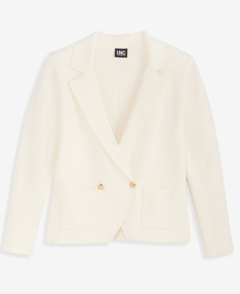 Petite Double-Breasted Patch Pocket Sweater