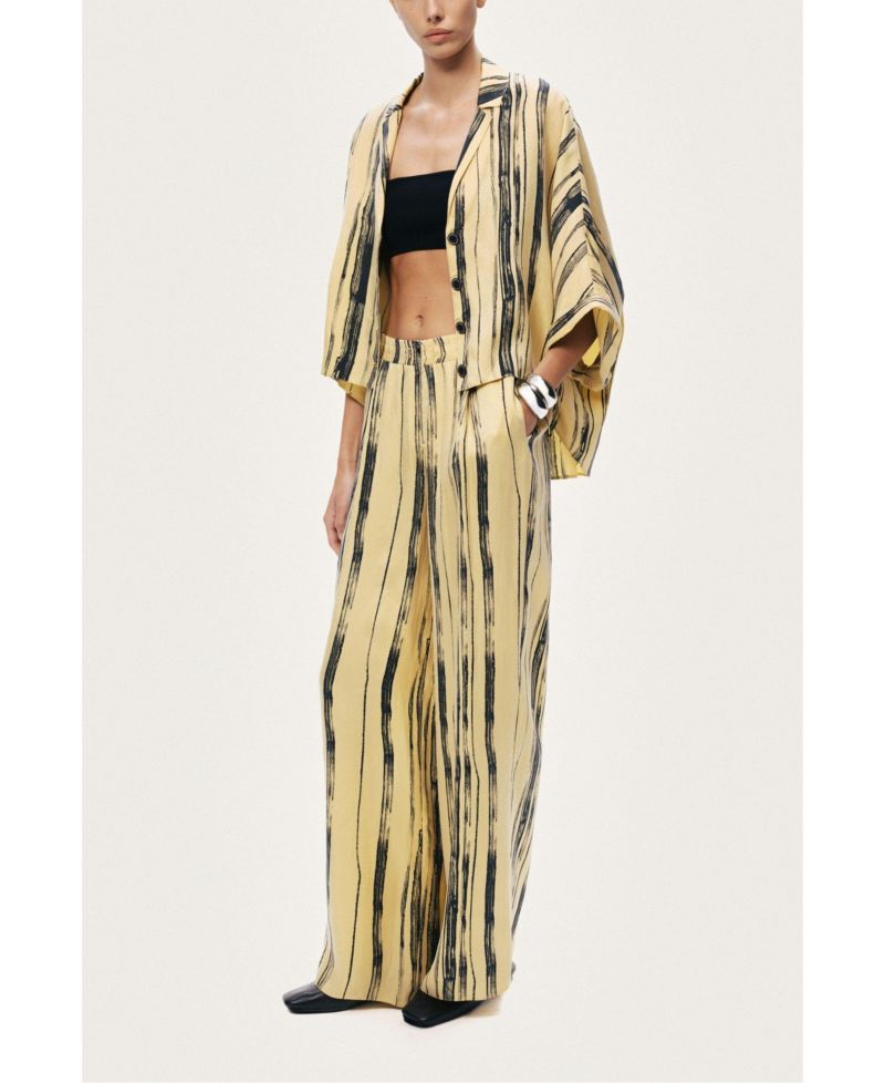 Women's Striped Wide-Leg Pants