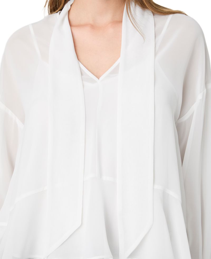 Women's Marina Tie-Front Chiffon Long-Sleeve Top