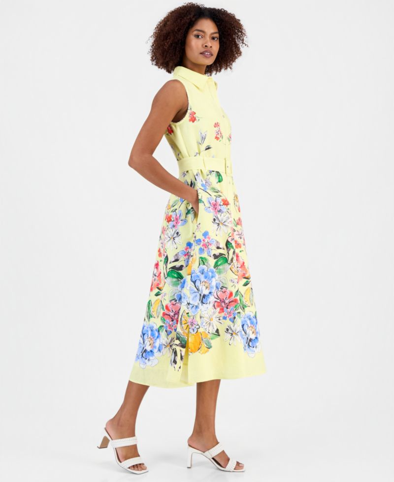 Women's Sleeveless Belted Shirtdress