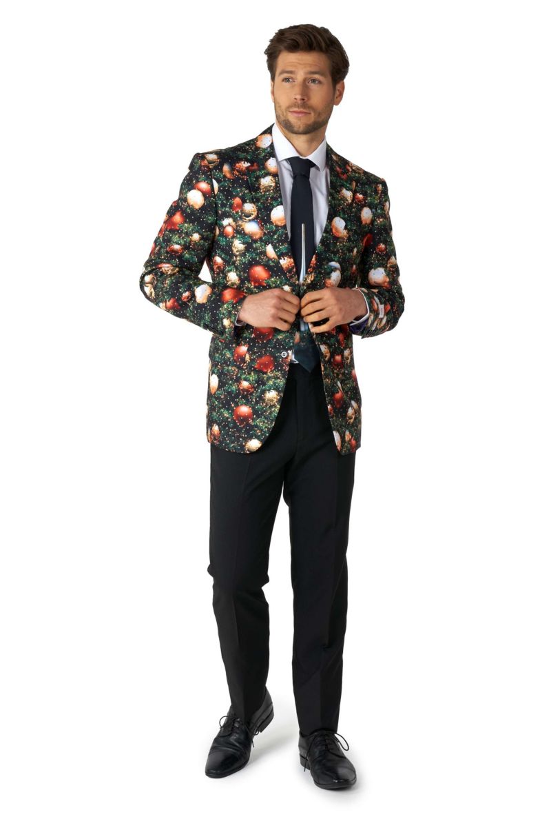 Men's Christmas Suit X- Mas Pine Tree Outfit Slim Fit Blazer