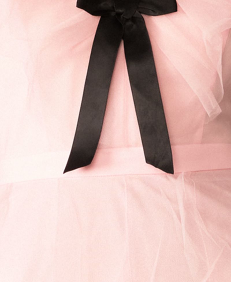 x Paris Hilton Juniors' Cascading Tulle Contrast Bow V-Neck Maxi Dress