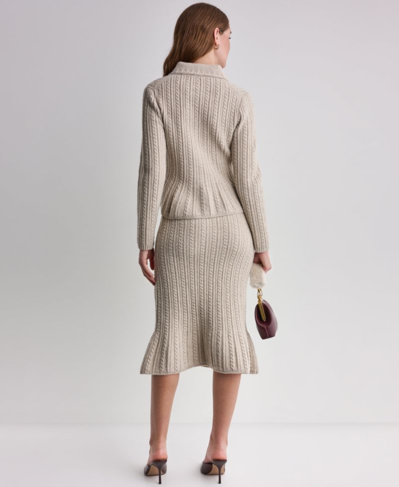 Women's Peplum Cable-Knit Cardigan Sweater