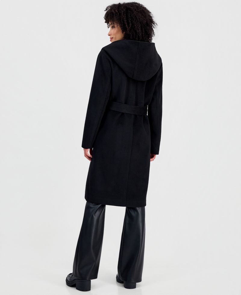 Women's Hooded Tie-Belt Wrap Coat