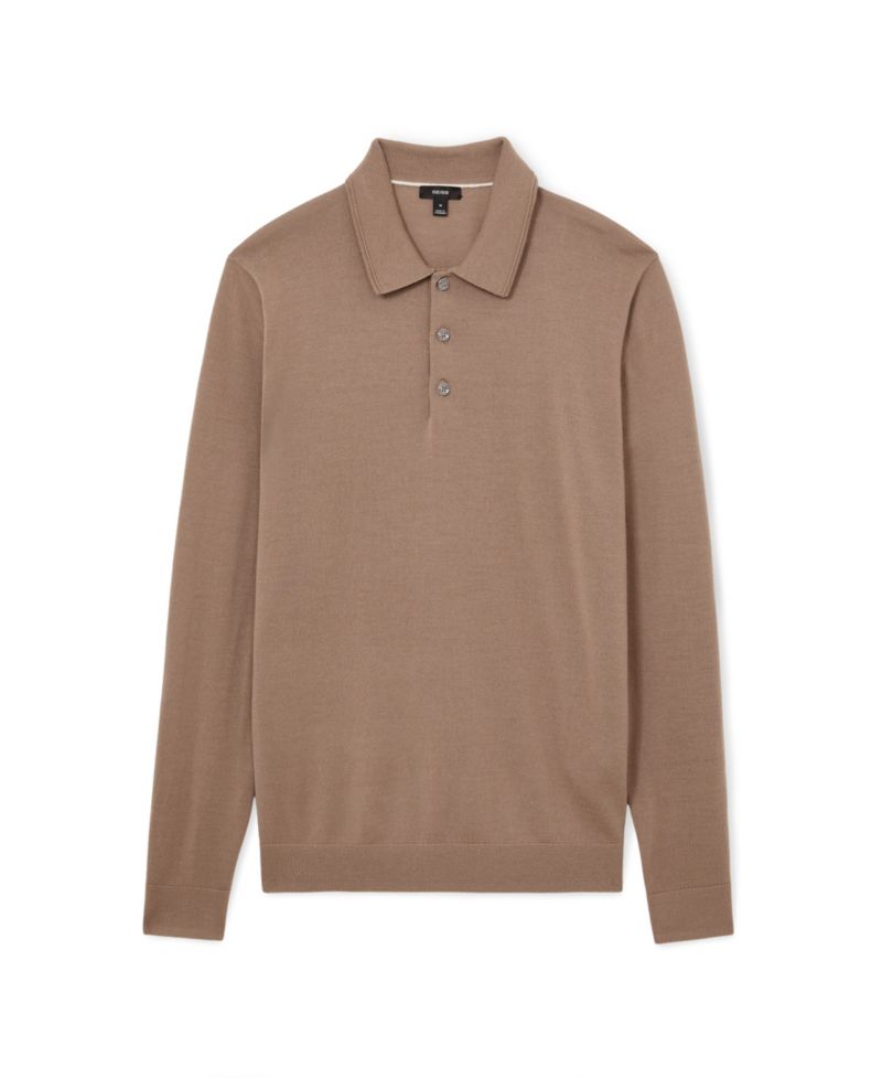 Men's Trafford Slim-Fit Long-Sleeve Merino Wool Polo Shirt