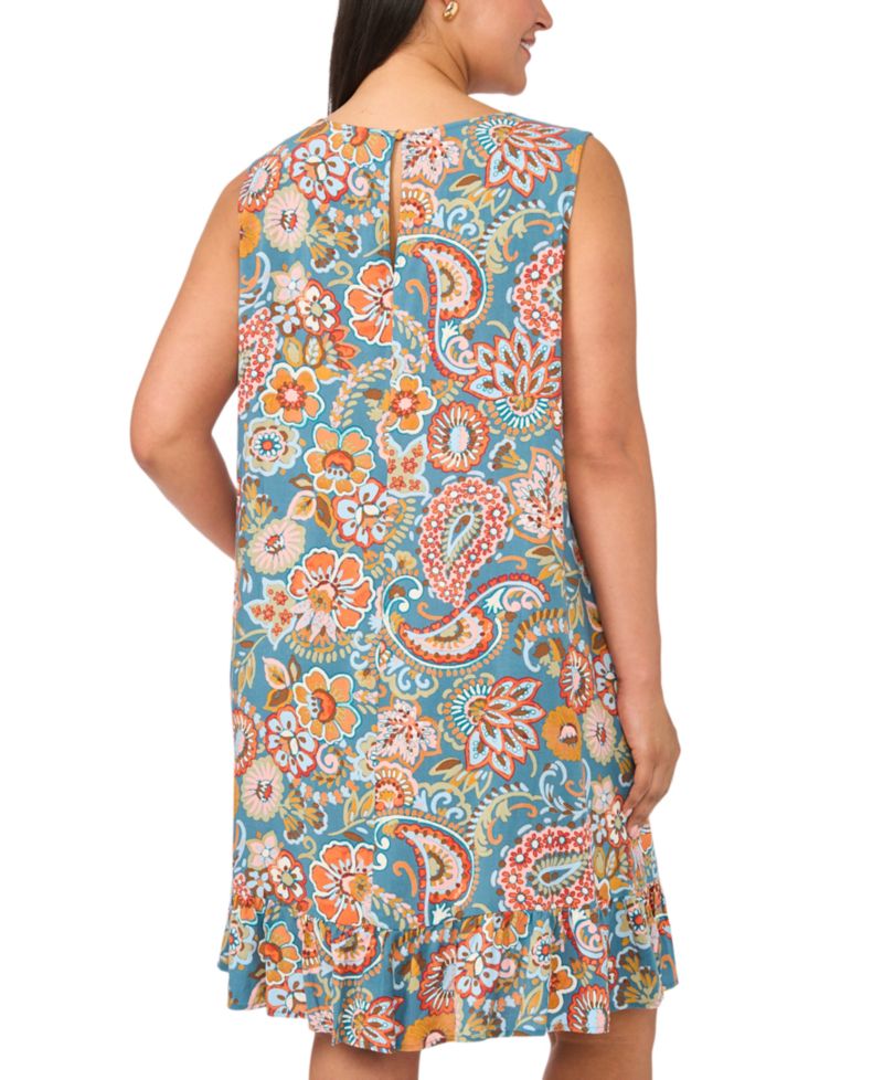 Plus Size Crewneck Sleeveless Shift Dress
