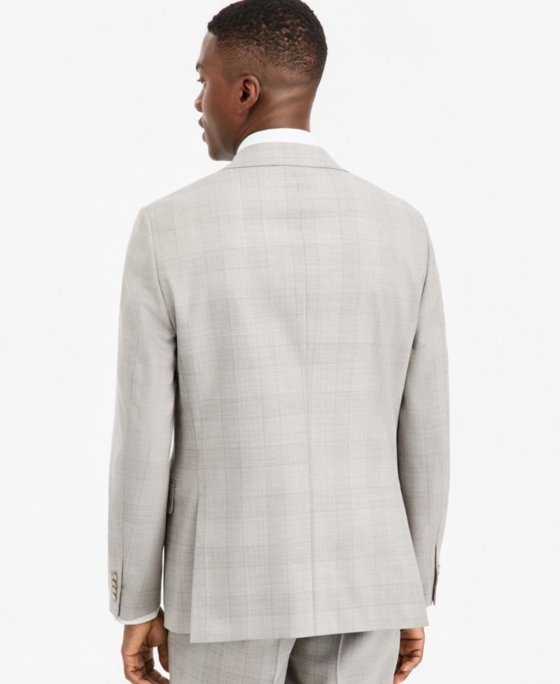 Men's Modern-Fit Gray Plaid Suit Separate Jacket