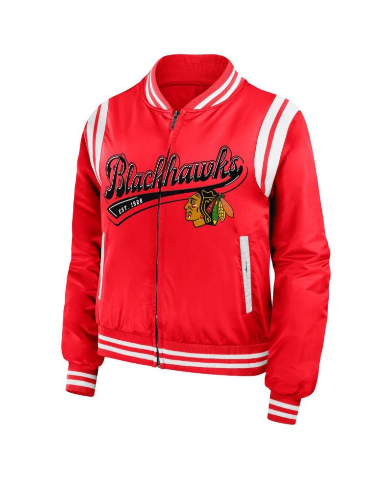 Women's Red Chicago Blackhawks Baller Full-Zip Bomber Jacket