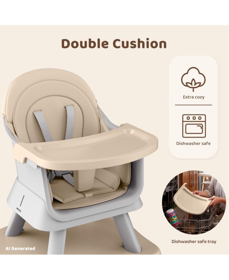 8-in-1 Baby High Chair Converts to Booster Seat and Kids Table Set with Removable Tray