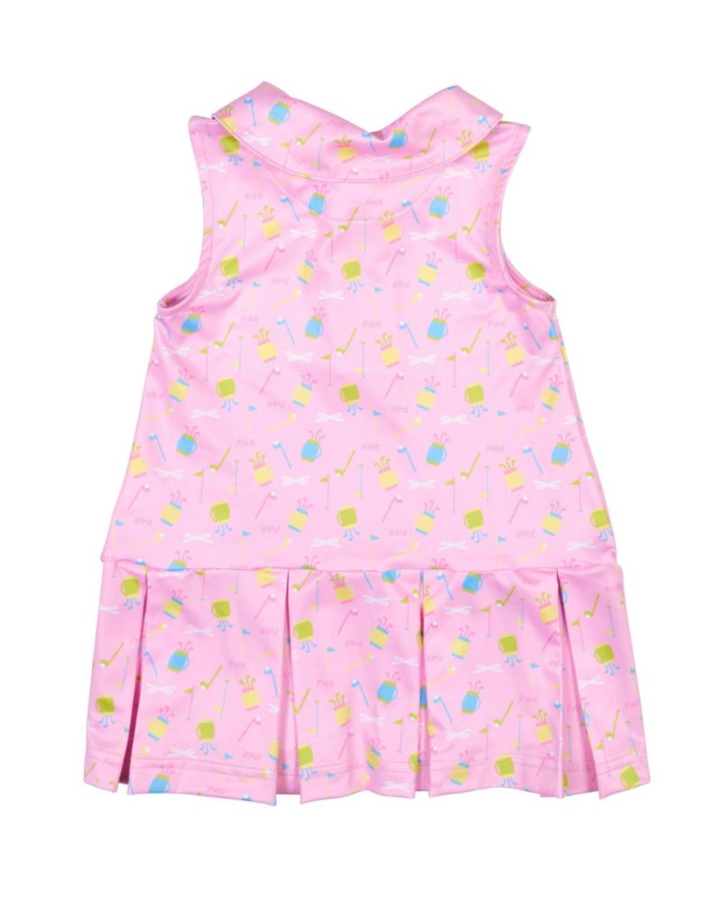 Little Girls Golf Print Performance Knit Dress