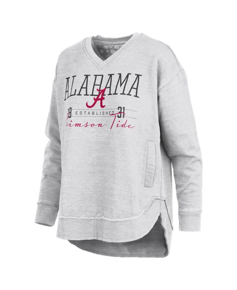 Women's Heather Gray Alabama Crimson Tide Marcus East Hall Poncho V-Neck Sweatshirt