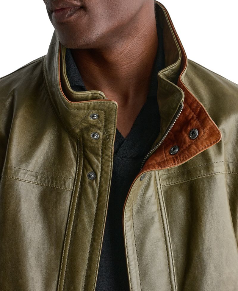 Men's Leather Double Collar Vintage Jacket