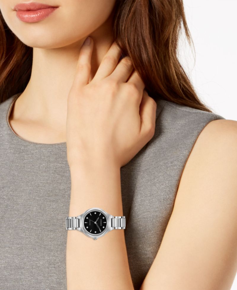 Eco-Drive Women's Corso Diamond-Accent Stainless Steel Bracelet Watch 29mm