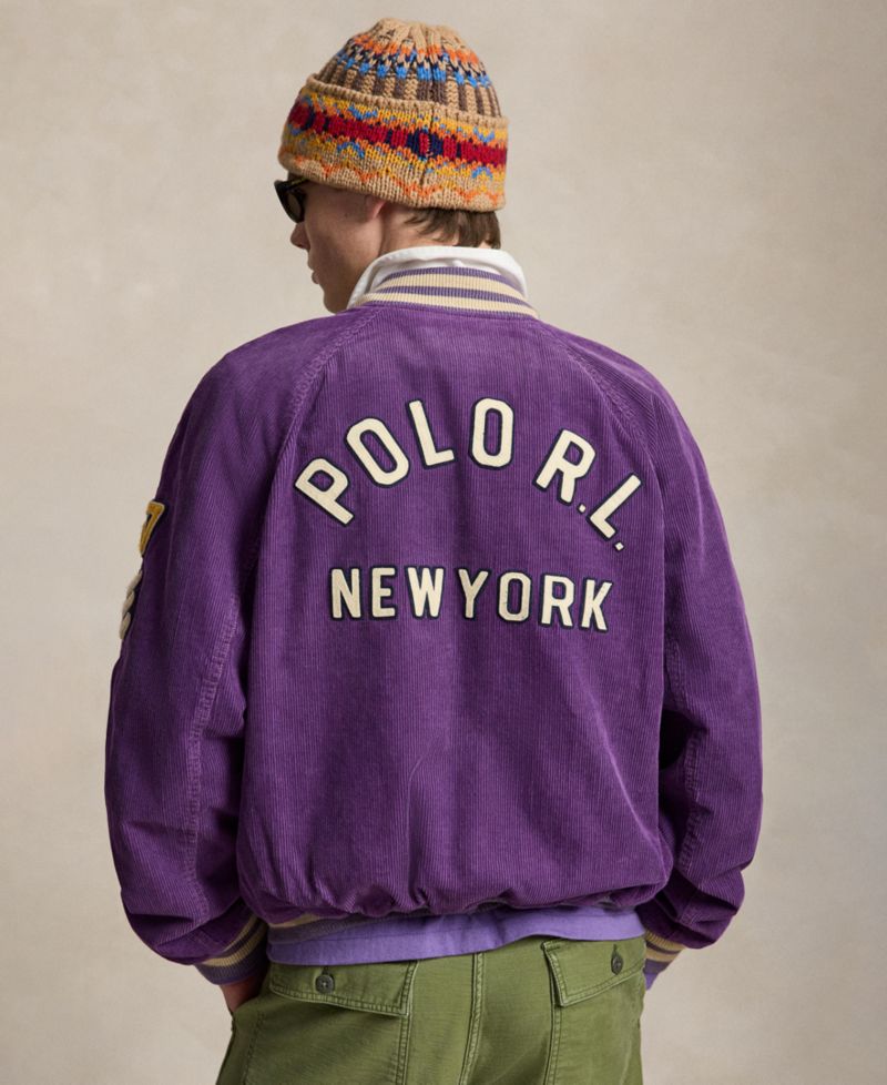 Men's Corduroy Varsity Raglan-Sleeve Jacket