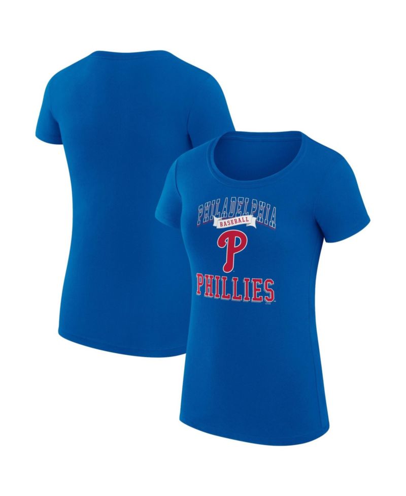 Women's Royal Philadelphia Phillies Super-Slim Fit Lightweight Team Logo Graphic T-Shirt