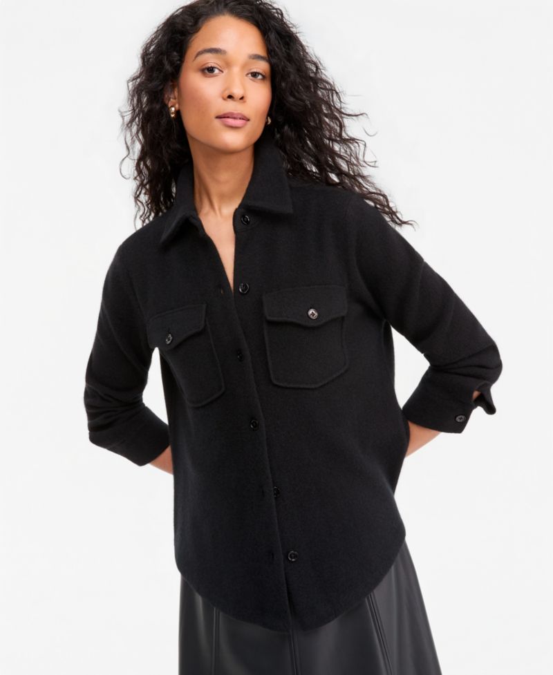 Women's 100% Cashmere Collared Shacket