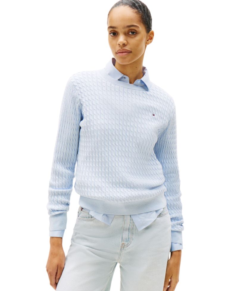 Women's Fine Gauge Cable Crewneck Sweater