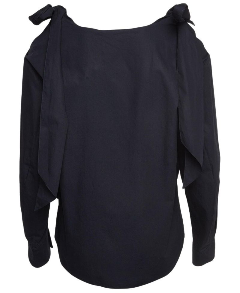 Women's Navy Poplin Top