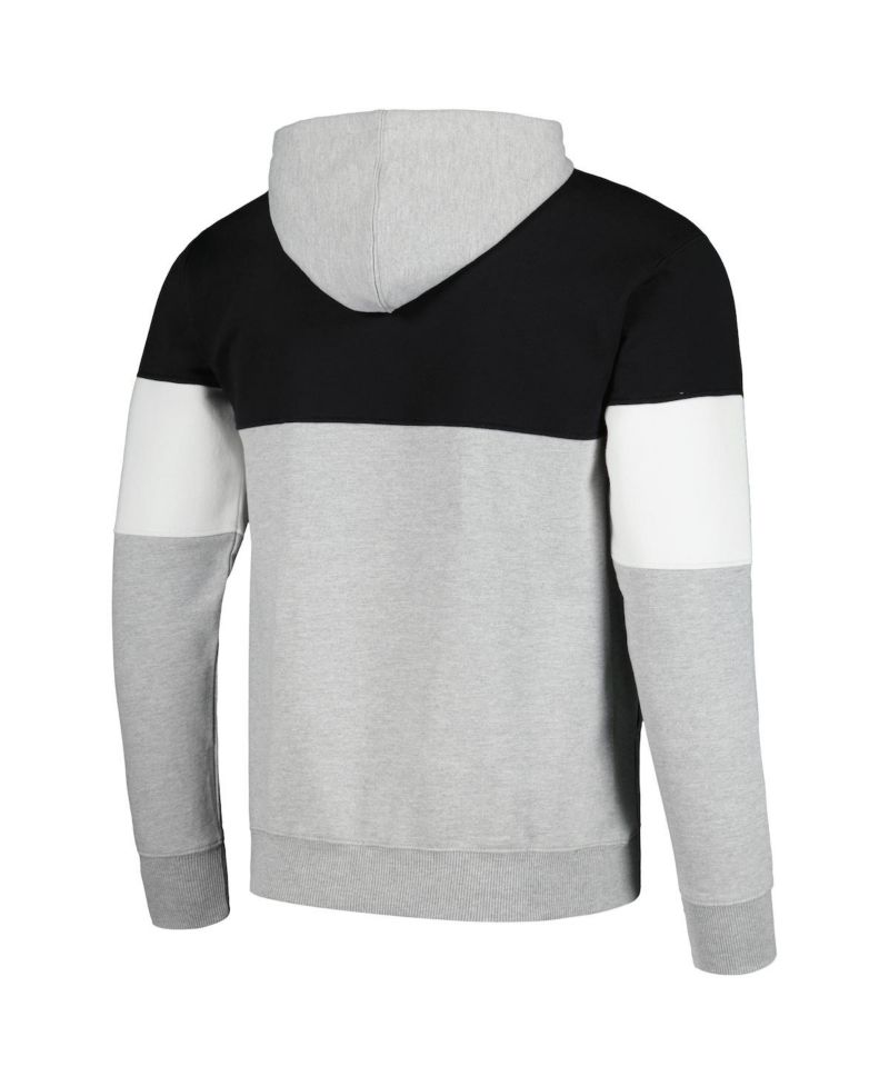 Men's Black Brooklyn Nets Contrast Pieced Pullover Hoodie