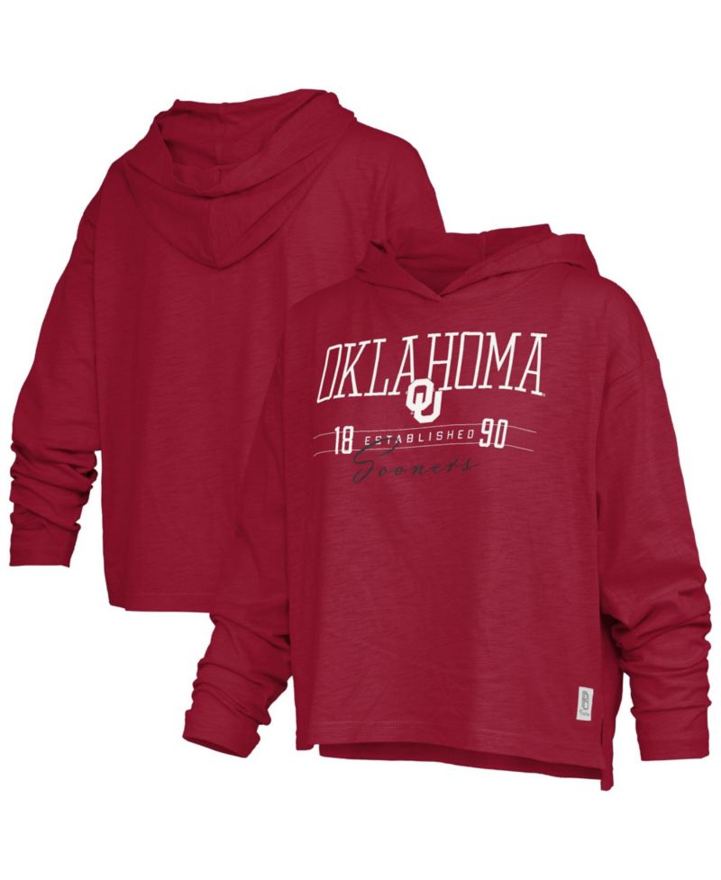 Women's Crimson Oklahoma Sooners Castillo Slub Waist Length Long Sleeve Hooded T-Shirt