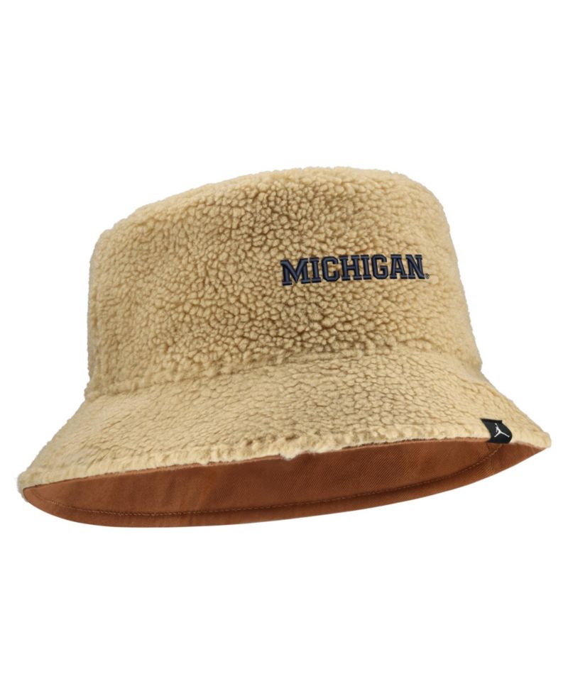 Men's and Women's Beige/Tan Michigan Wolverines Campus Prep Script Reversible Bucket Hat