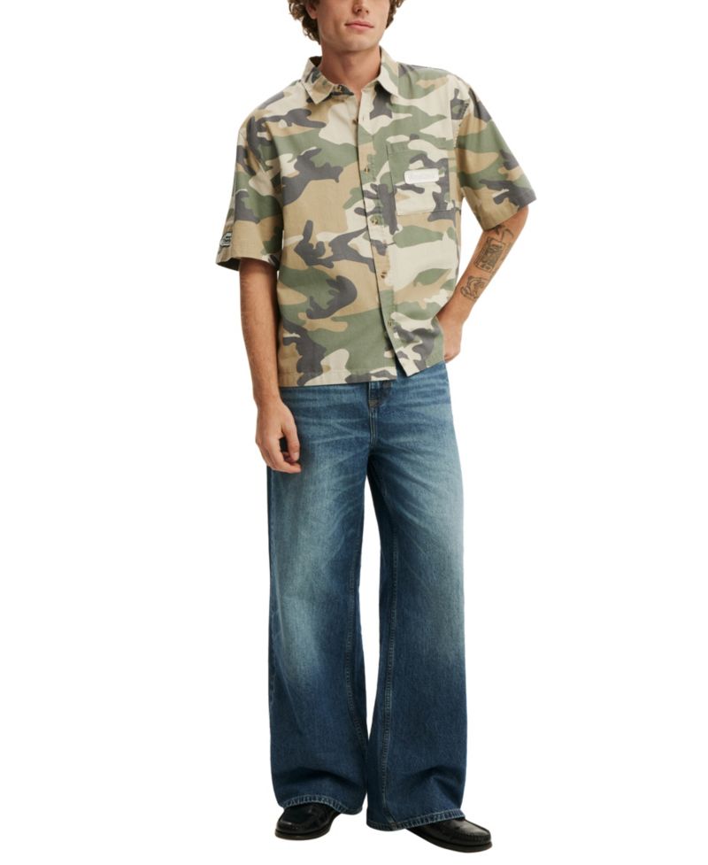 Men's Darcy Cropped Camo-Print Classic-Fit Short-Sleeve Shirt
