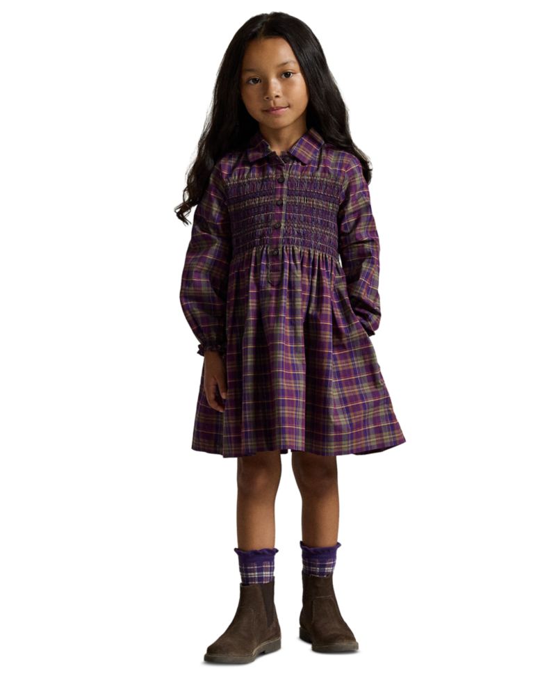Girls' 2T-6X Floral Cotton Poplin Shirt Dress