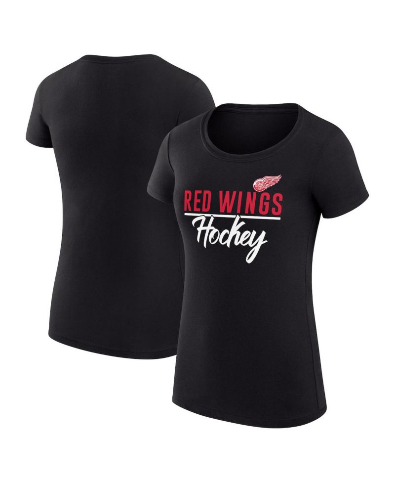 Women's Black Detroit Red Wings Super-Slim Fit Lightweight Team Sport T-Shirt